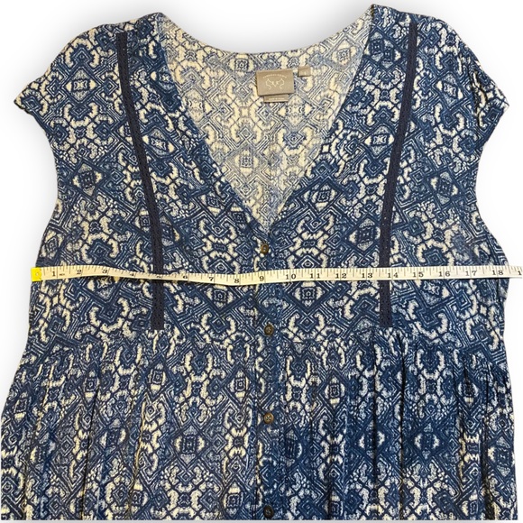 ANTHROPOLOGIE Vanessa Virginia Ladder Lace Blue Peasant Top Size Small - Picture 7 of 12